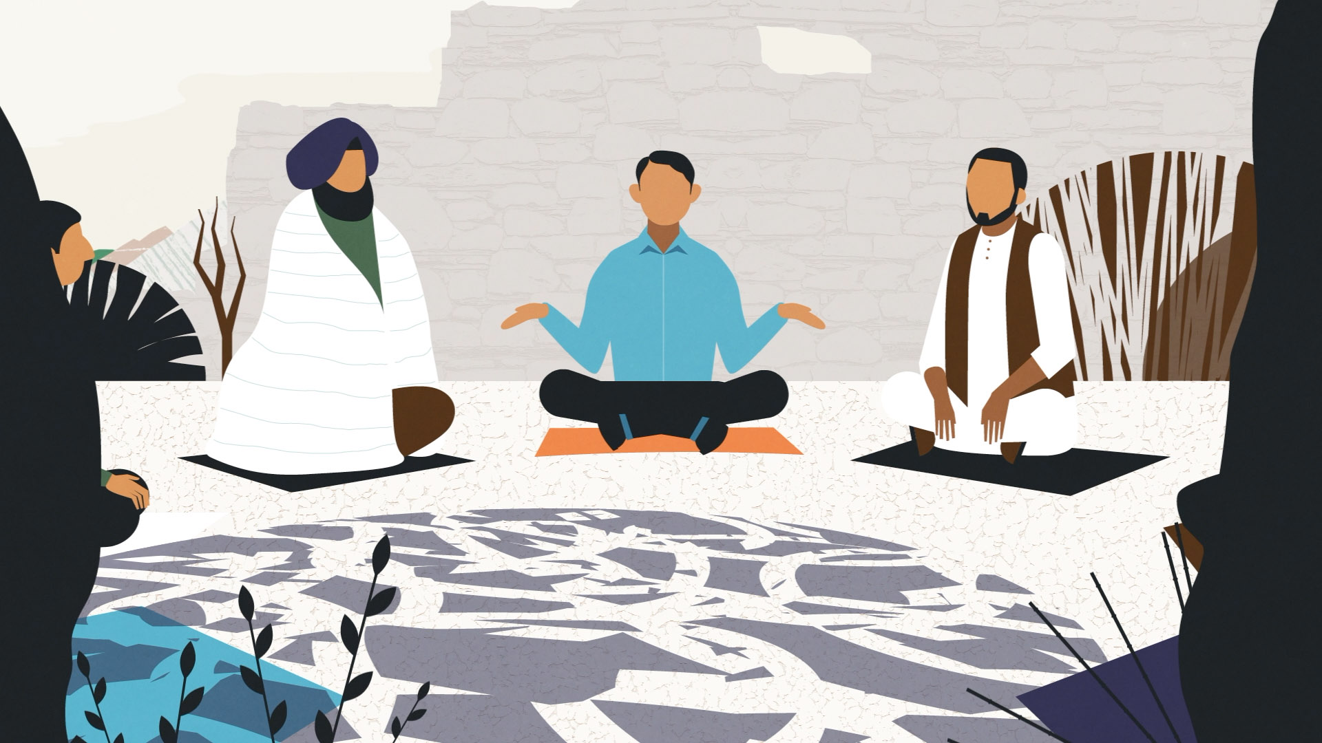 Students, teachers and school management discuss how to resolve issues identified by students in the school’s Integrity Club in Kapisa, Afghanistan. Image: Jolt Studio.